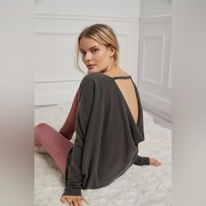 Anthro Saturday Sunday Reese Low Back Cashmere Sweater Grey Size XS